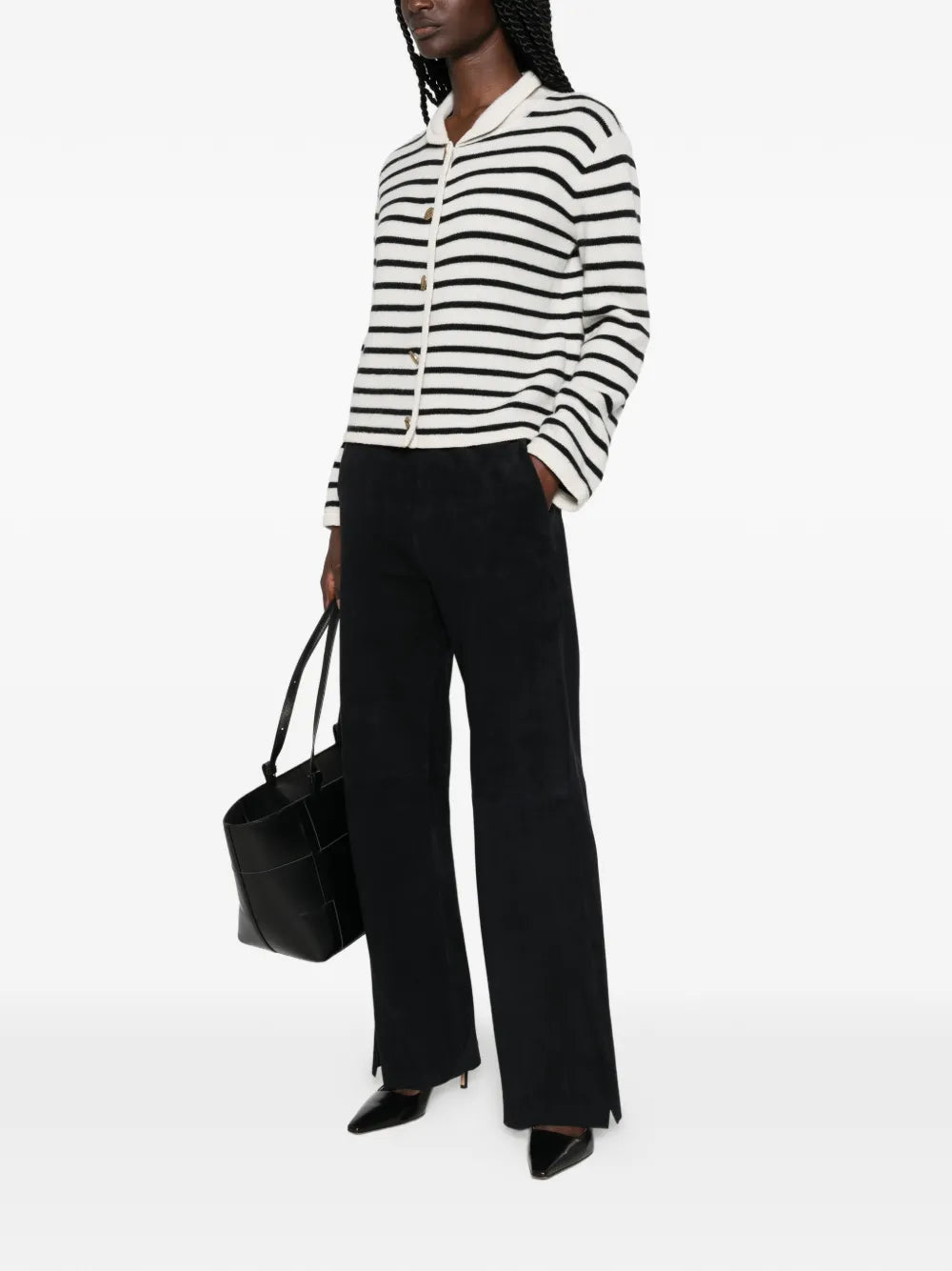 FORTE FORTE PANTALONE PELLE SCAMOSCIATA NOTTE