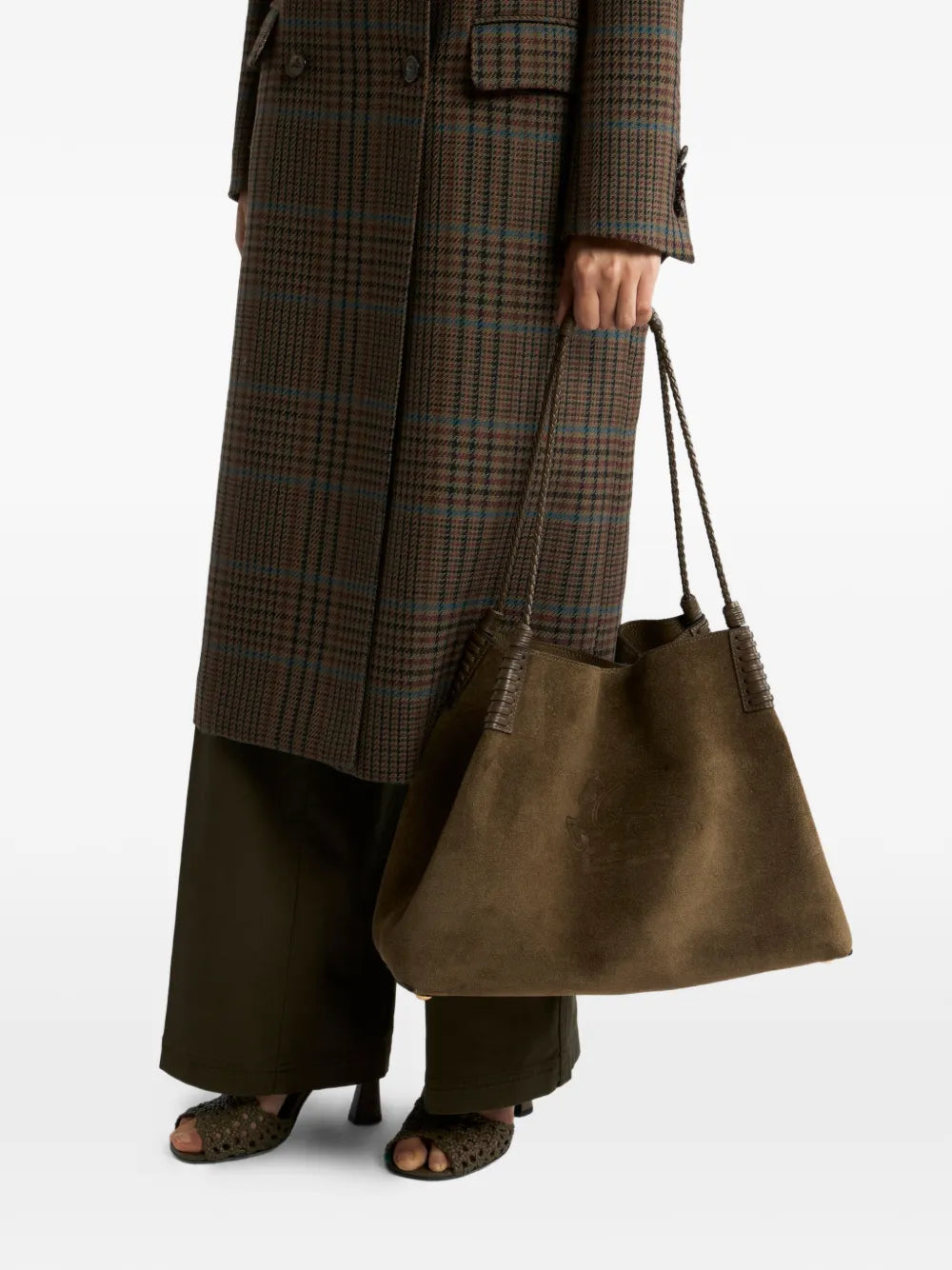 ETRO BORSA SHOOPING LIBRA L SUEDE VERDE