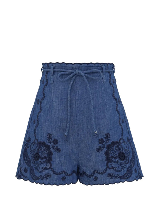 ZIMMERMANN SHORT ASTER DENIM