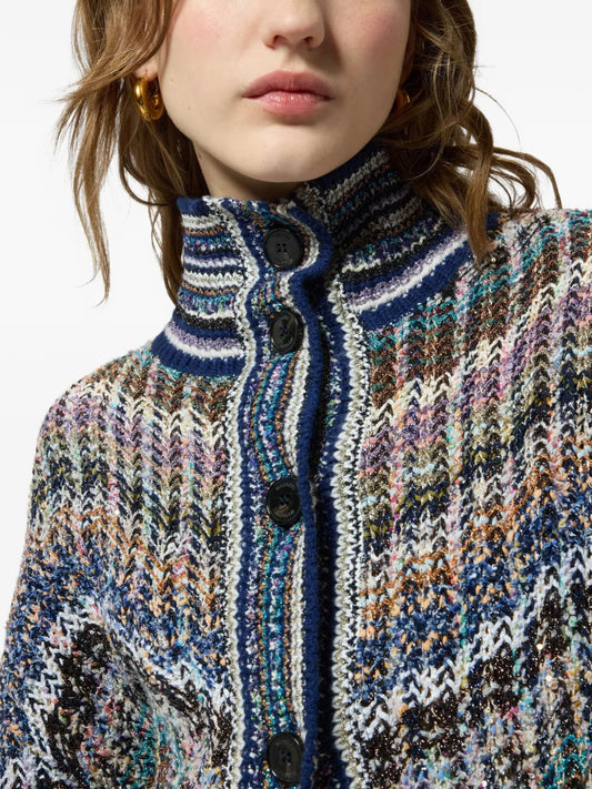 MISSONI CARDIGAN ZIG ZAG MULTICOLOR BLU