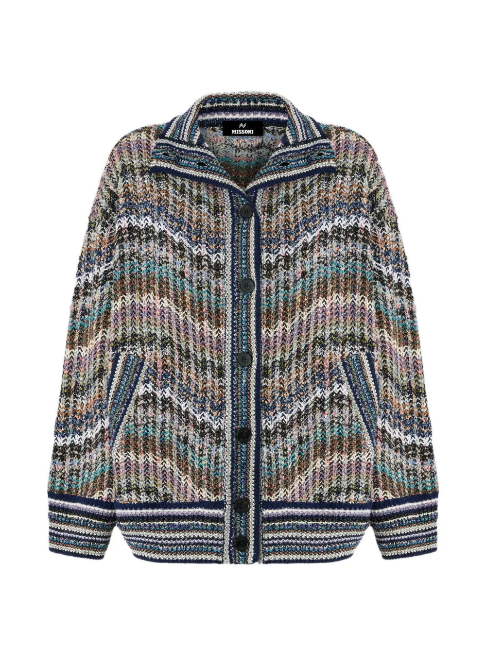 MISSONI CARDIGAN ZIG ZAG MULTICOLOR BLU
