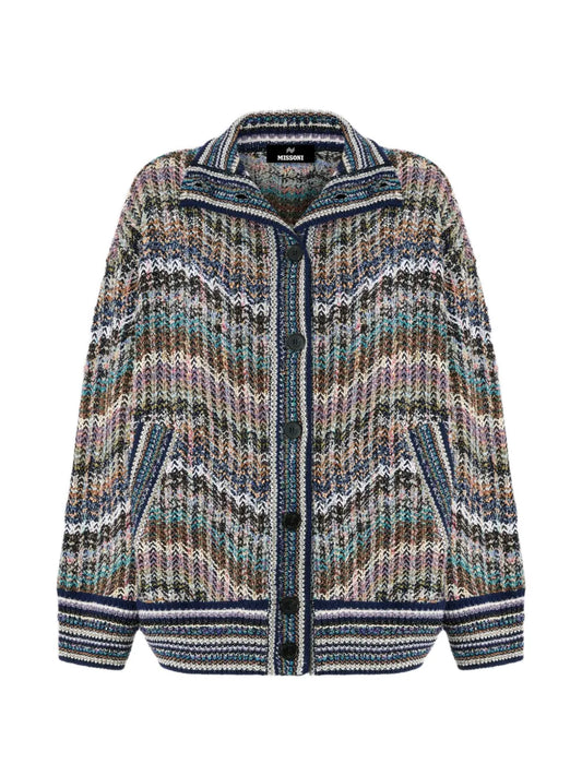 MISSONI CARDIGAN ZIG ZAG MULTICOLOR BLU