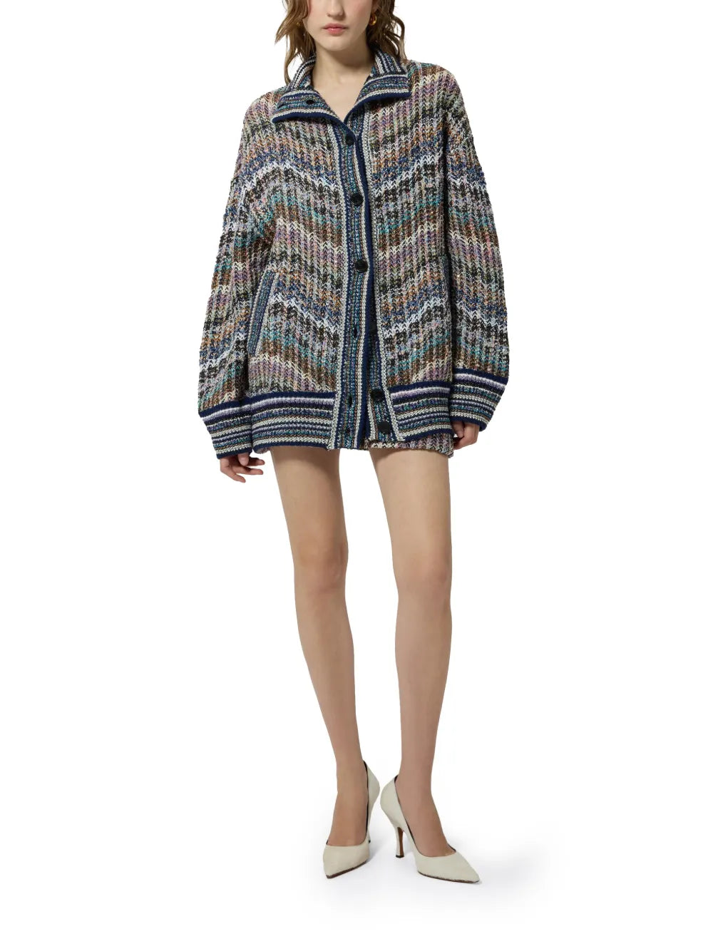 MISSONI CARDIGAN ZIG ZAG MULTICOLOR BLU