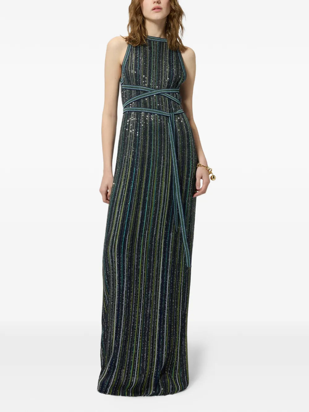 MISSONI ABITO LUNGO SMANICATO VERDE SCURO