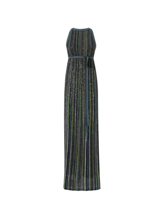 MISSONI ABITO LUNGO SMANICATO VERDE SCURO