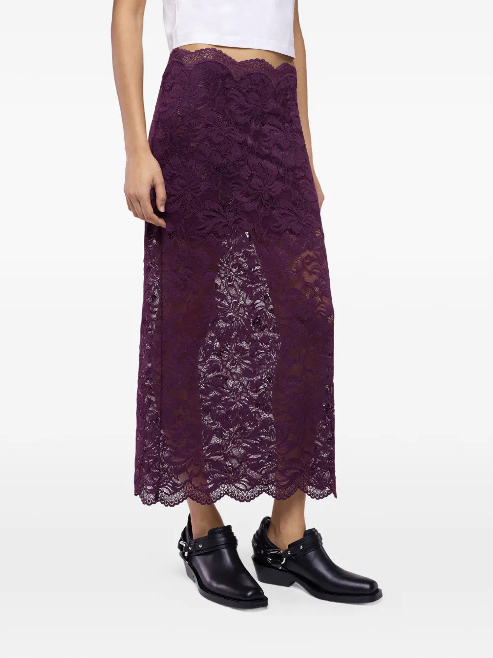 RABANNE GONNA PIZZO MAGENTA