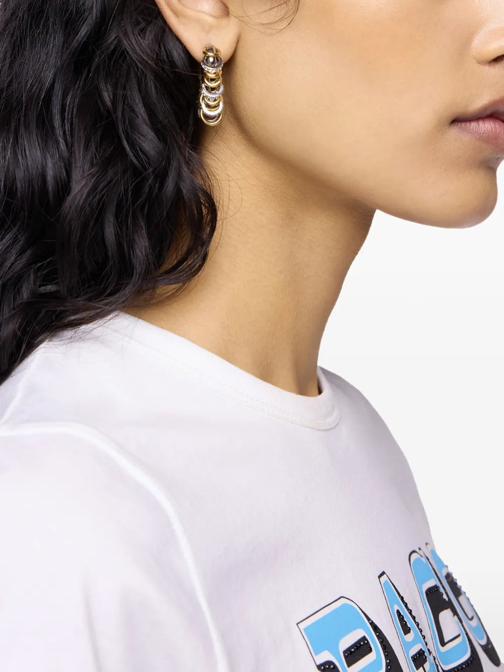 RABANNE ORECCHINI PUNK STRASS  GOLD SILVER