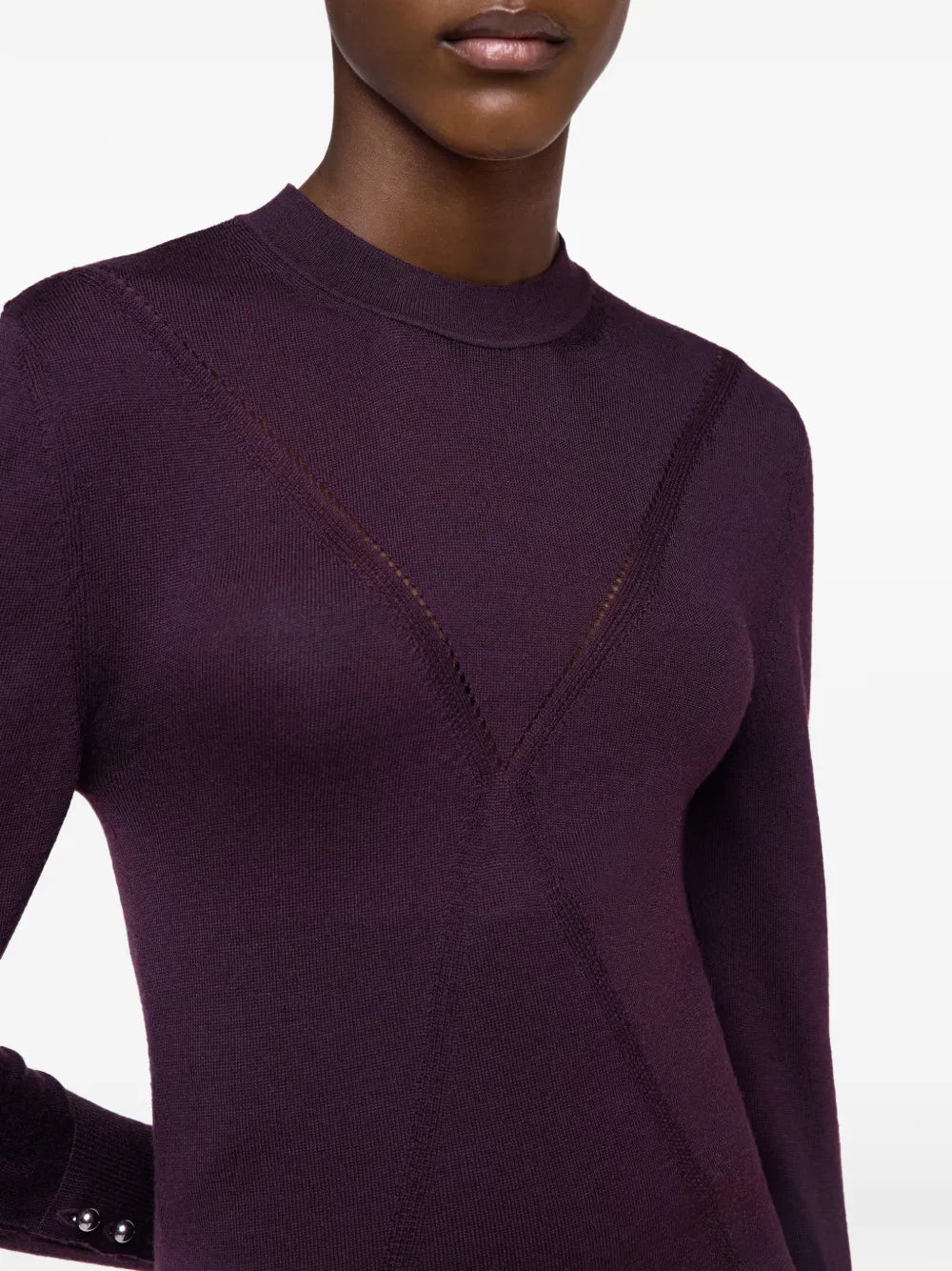 RABANNE MAGLIA GIROCOLLO AUBERGINE