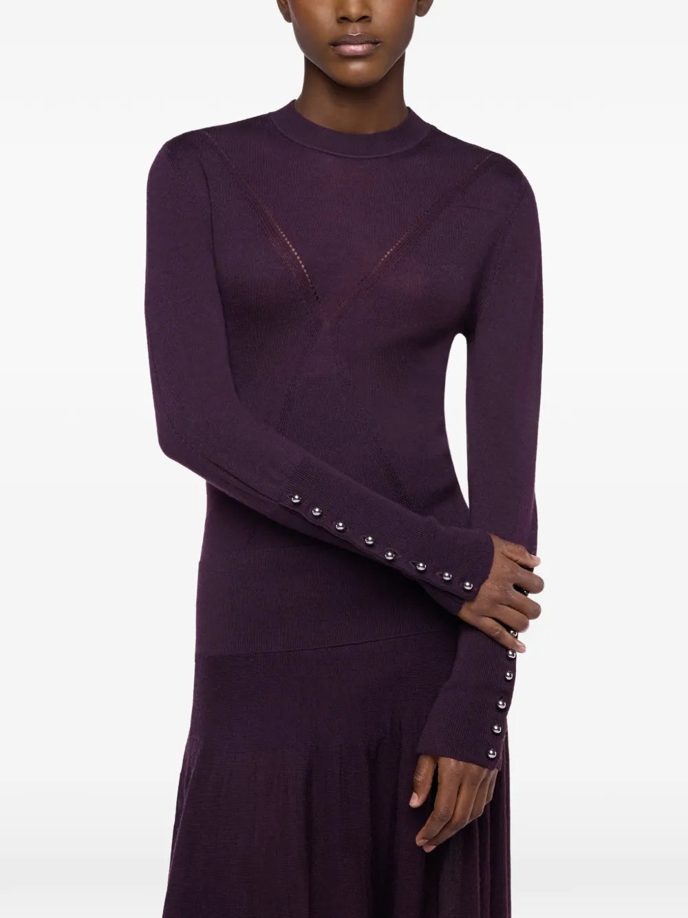 RABANNE MAGLIA GIROCOLLO AUBERGINE
