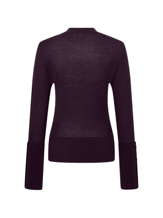 RABANNE MAGLIA GIROCOLLO AUBERGINE