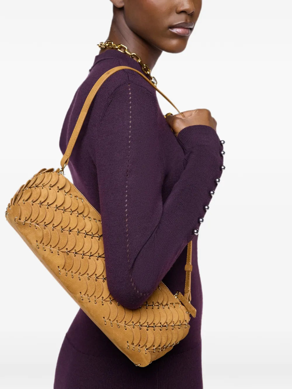 RABANNE BORSA  MINI A SPALLA CAMEL GOLD