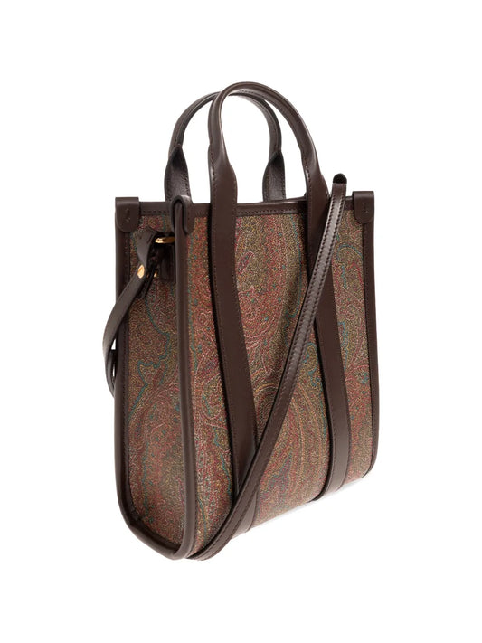 ETRO BORSA TOTE SHOPPING XS PAISLEY BROWN