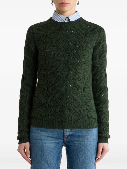 ETRO MAGLIONE TRAFORATO VERDE