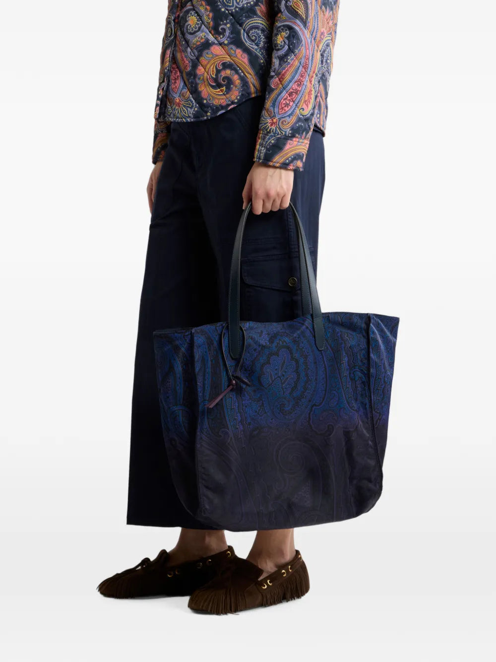 ETRO BORSA SHOPPING PAISLEY  BLU