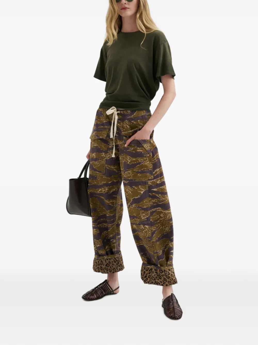 R13 PANTALONI REVERSIBILE UTILITY GREEN CAMO