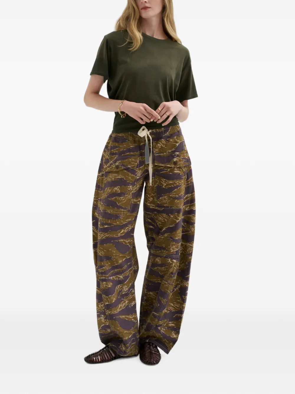 R13 PANTALONI REVERSIBILE UTILITY GREEN CAMO