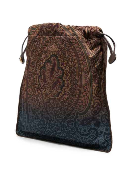 ETRO BORSA POUCH NYLON BROWN