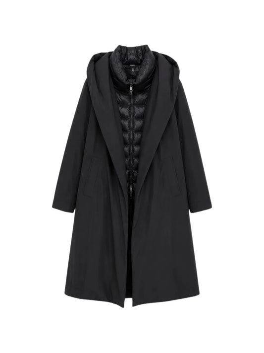 HERNO CAPPOTTO PIUMINO LUNGO CAPPUCCIO NERO