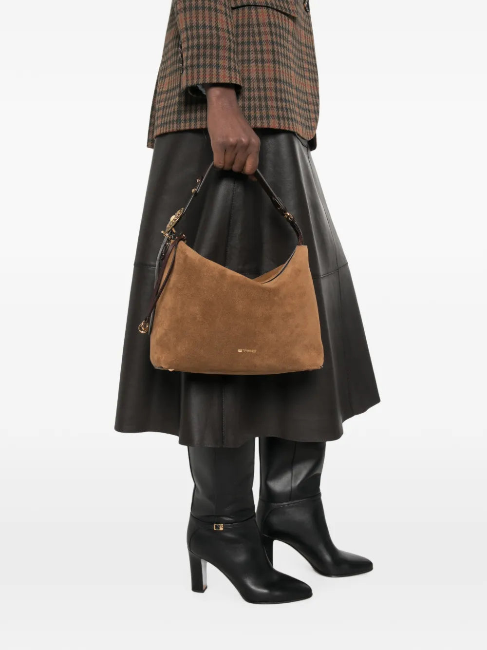 ETRO BORSA HOBO MEDIUM SUEDE BROWN