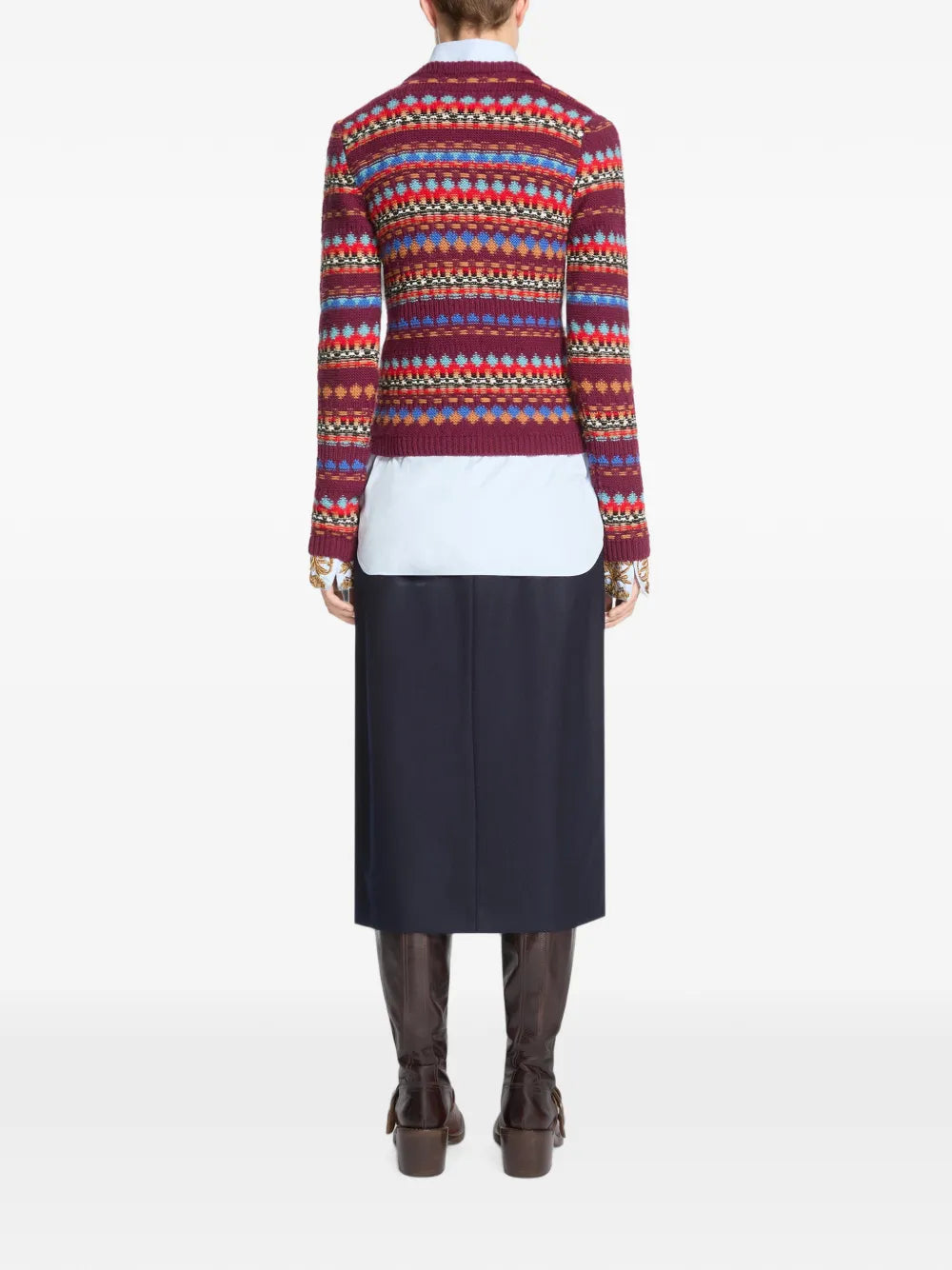 DRIES VAN NOTEN MAGLIONE  BORDEAUX RIGHE MULTICOLOR