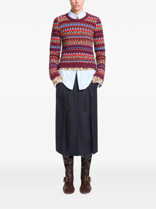 DRIES VAN NOTEN MAGLIONE  BORDEAUX RIGHE MULTICOLOR