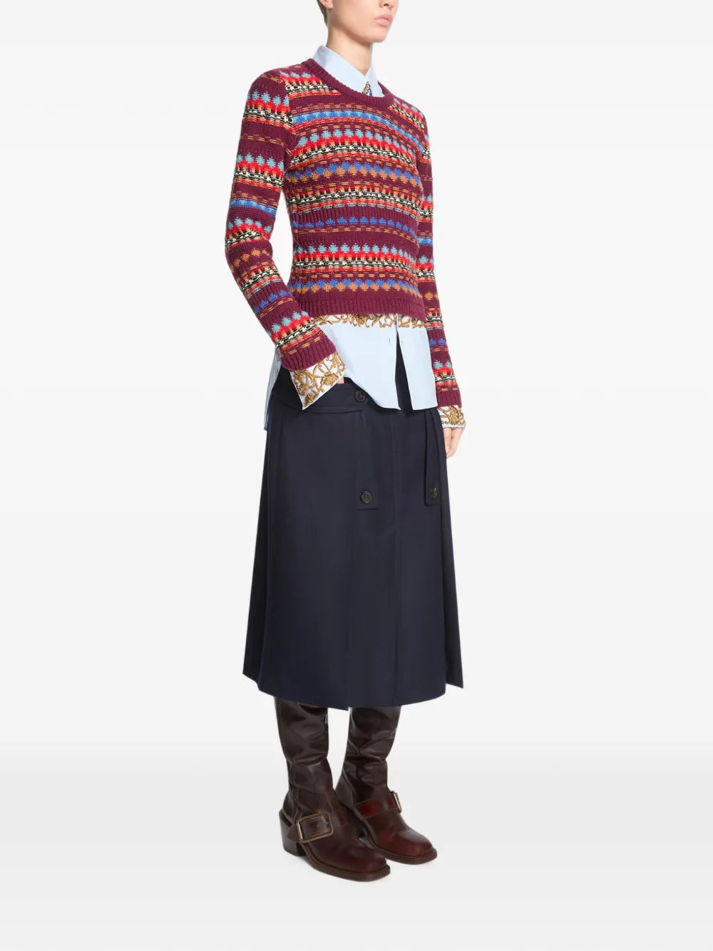 DRIES VAN NOTEN MAGLIONE  BORDEAUX RIGHE MULTICOLOR