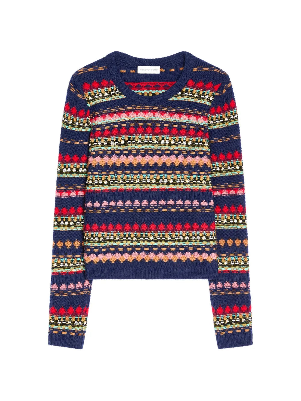 DRIES VAN NOTEN MAGLIONE  BLU RIGHE MULTICOLOR