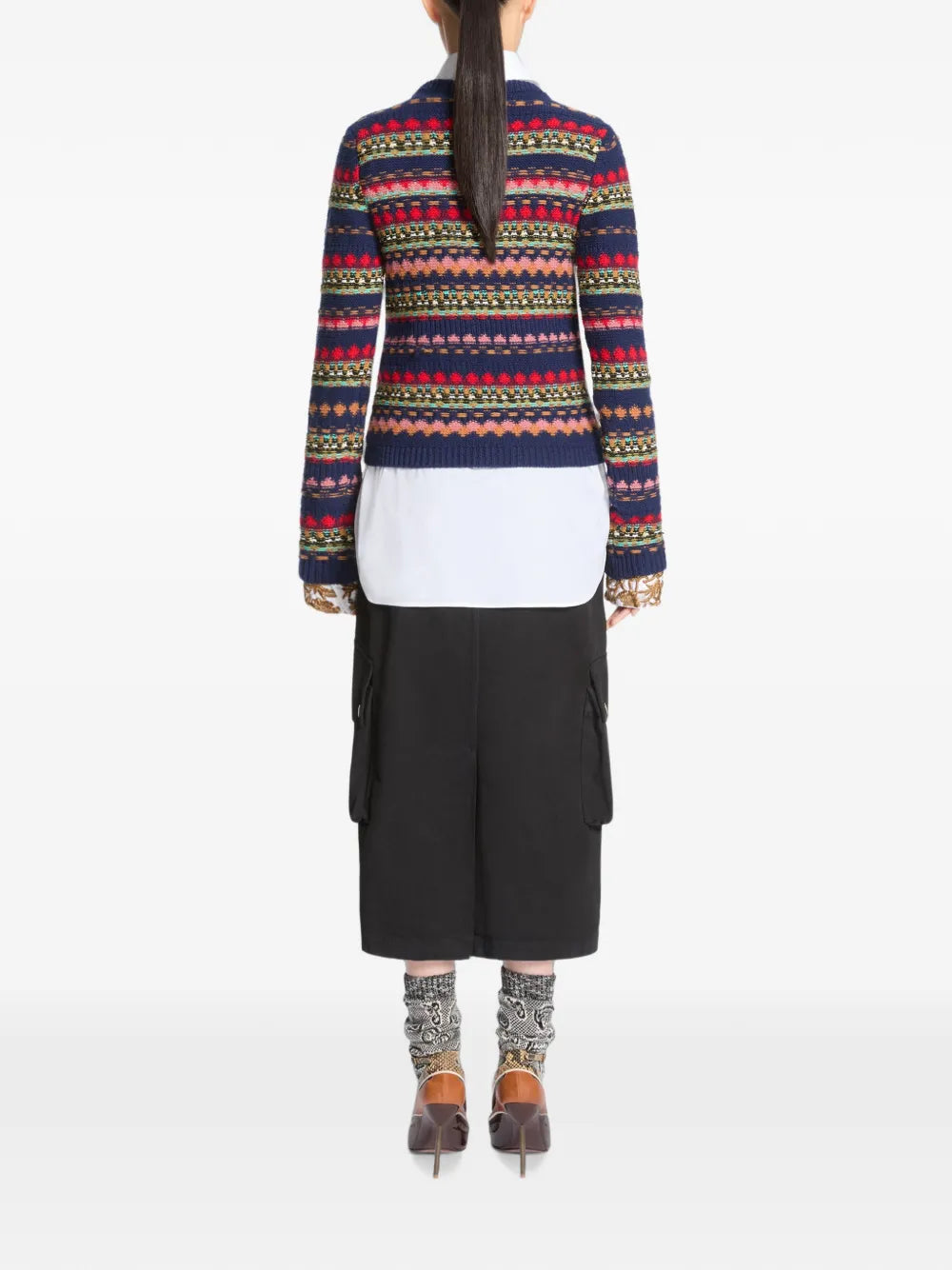 DRIES VAN NOTEN MAGLIONE  BLU RIGHE MULTICOLOR