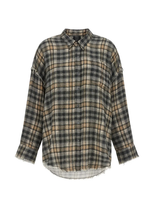 R13 CAMICIA OVERSIZE A QUADRI GREY