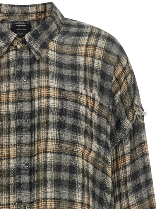 R13 CAMICIA OVERSIZE A QUADRI GREY