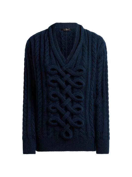 ETRO MAGLIONE INTRECCIATO BLU