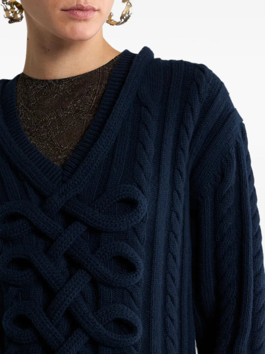 ETRO MAGLIONE INTRECCIATO BLU