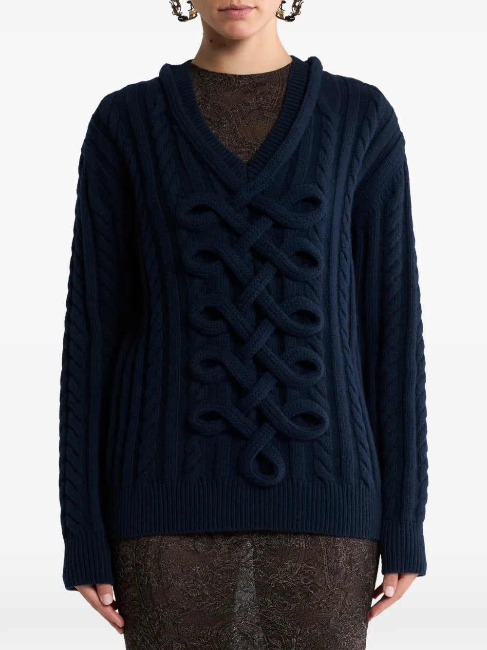 ETRO MAGLIONE INTRECCIATO BLU