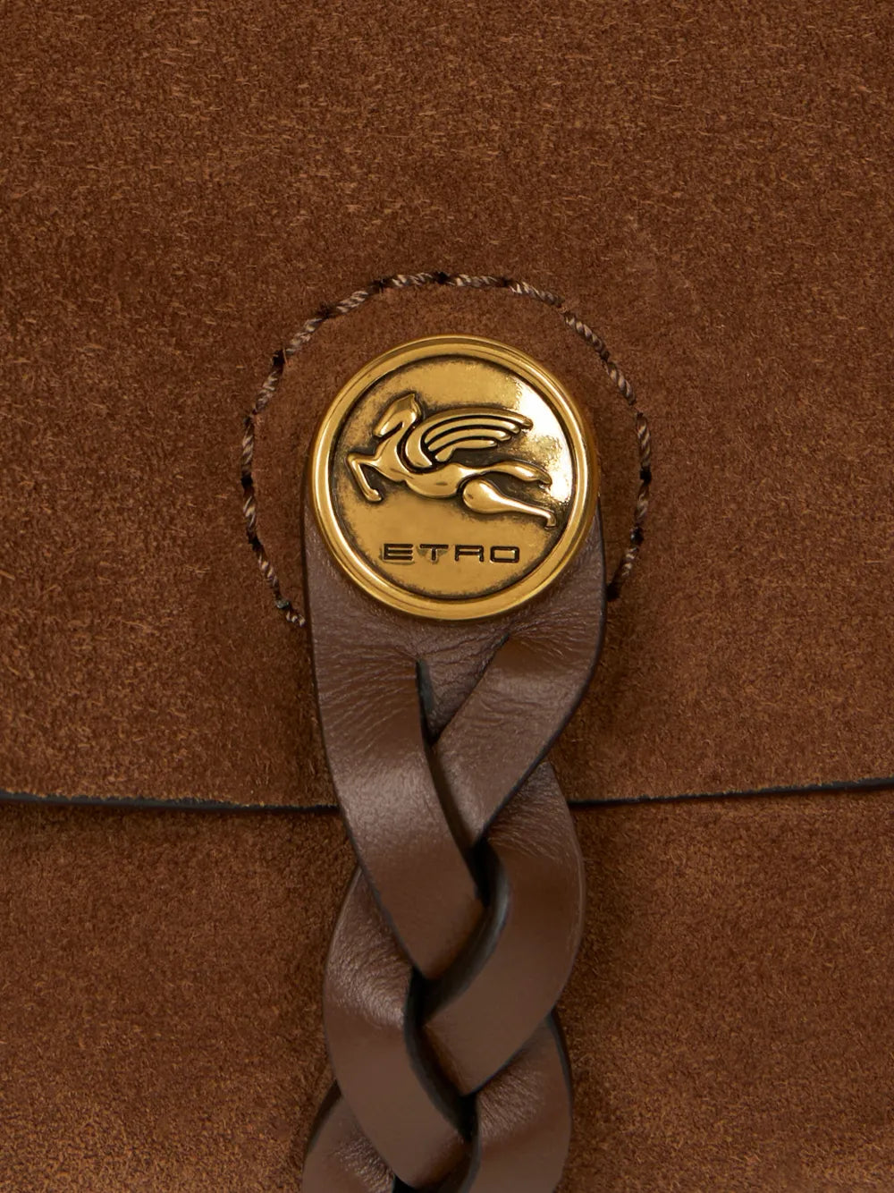 ETRO BORSA CROSSBODY PONY XL SUEDE BROWN