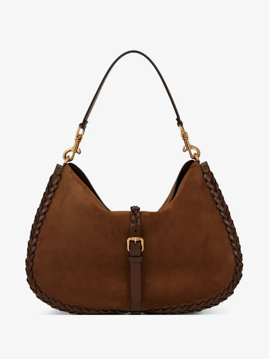ETRO BORSA CROSSBODY PONY XL SUEDE BROWN