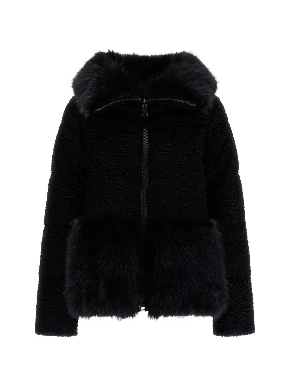 HERNO PIUMINO COLLO ALTO  ASTRAKAN BLACK