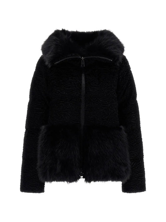 HERNO PIUMINO COLLO ALTO  ASTRAKAN BLACK