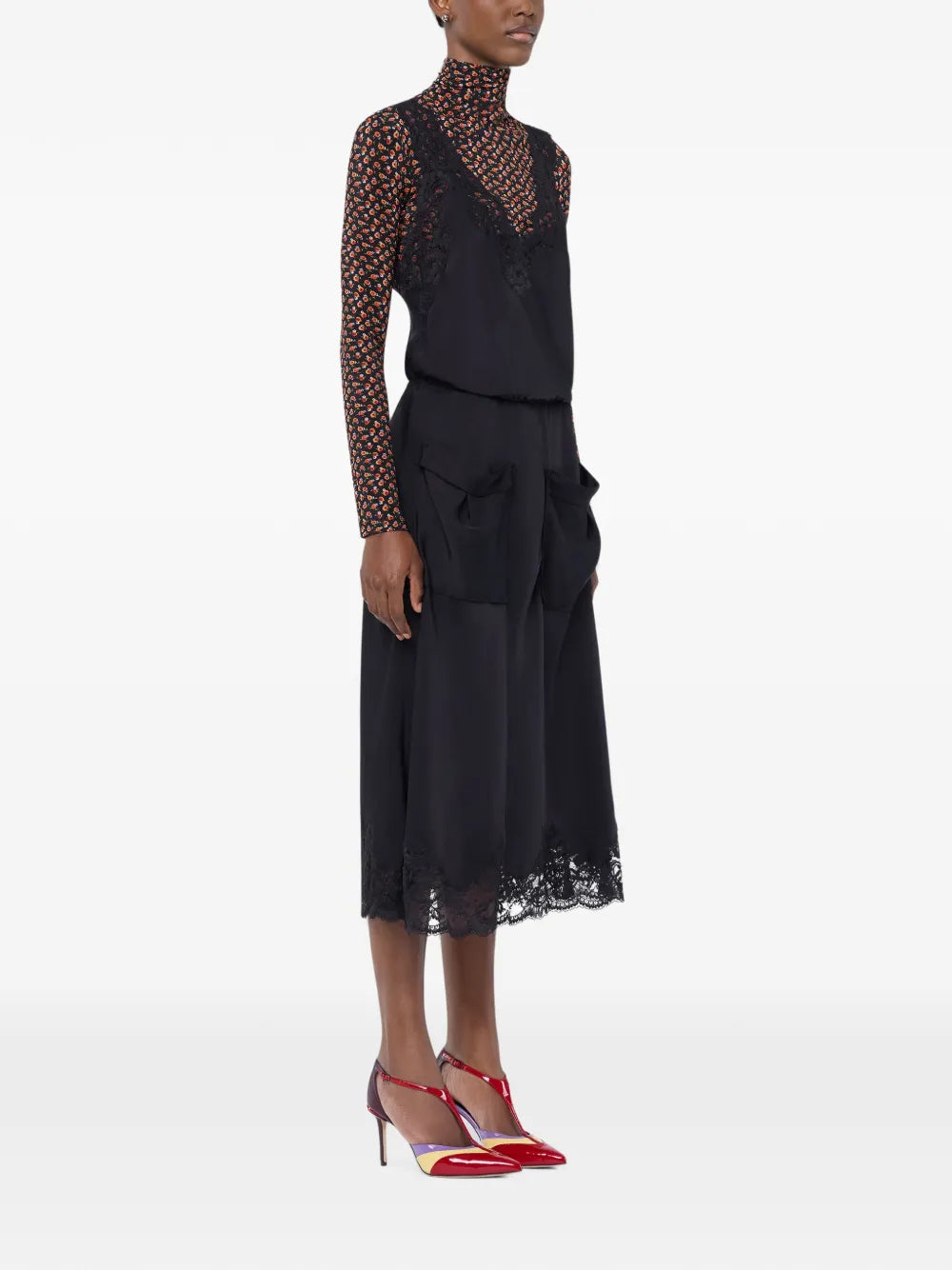 RABANNE ABITO MIDI SATIN BLACK