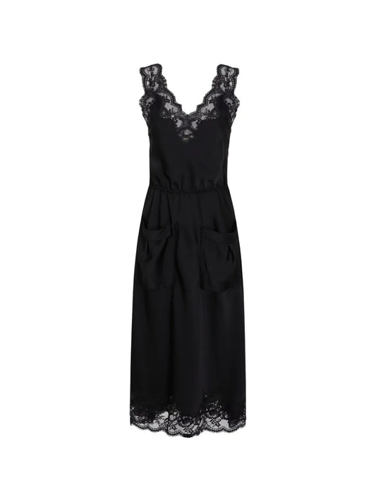 RABANNE ABITO MIDI SATIN BLACK