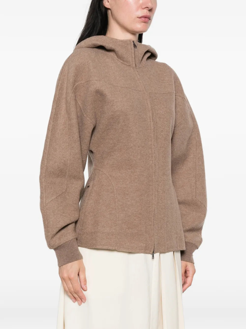 MAX MARA FELPA CAPPUCCIO  ZIP CACHA SCURO