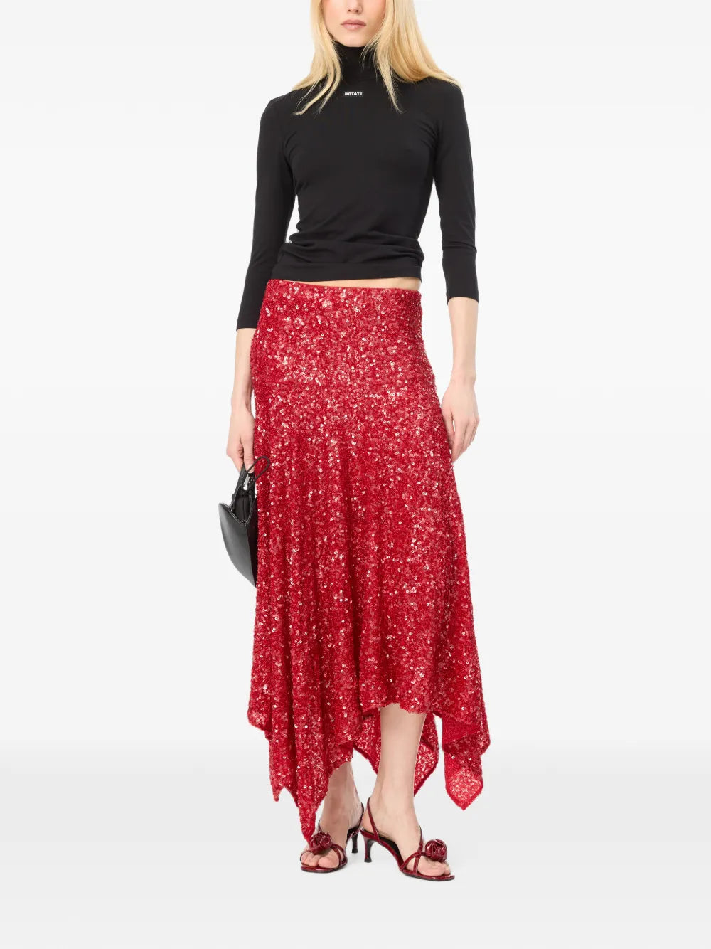 ROTATE GONNA PAILLETTES RED