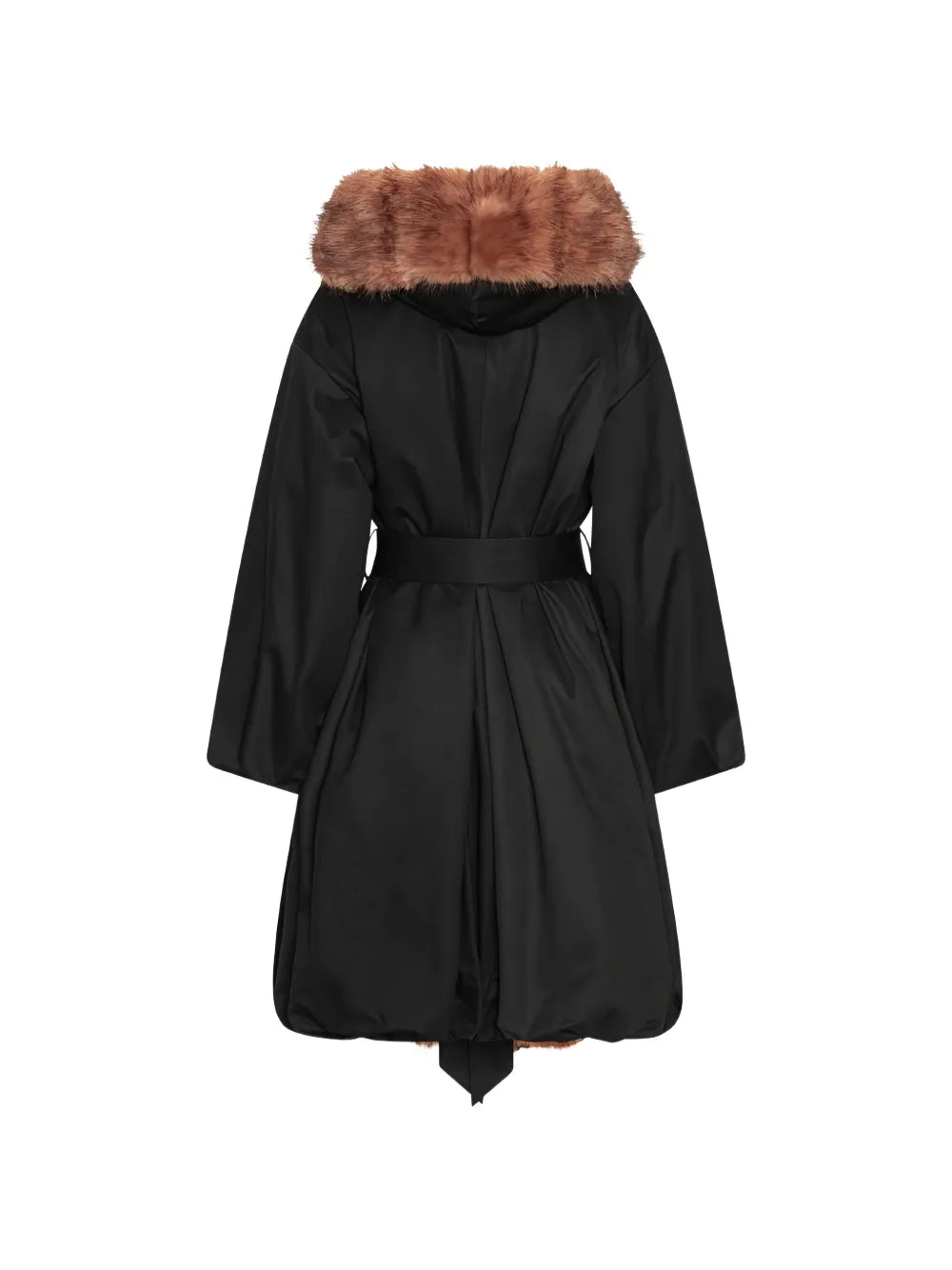 ROTATE CAPPOTTO NERO BORDO PELLICCIA