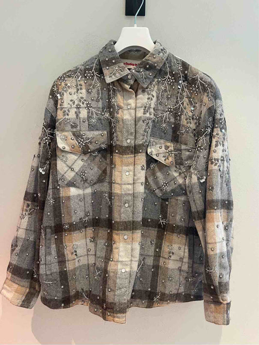 SPACE COWBOY IN TARTAN SHIRT GIUBBINO GREY