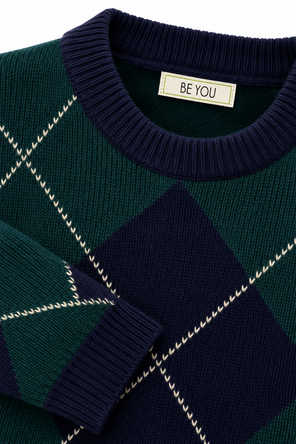 BE YOU MAGLIONE QUADRI BLU VERDE