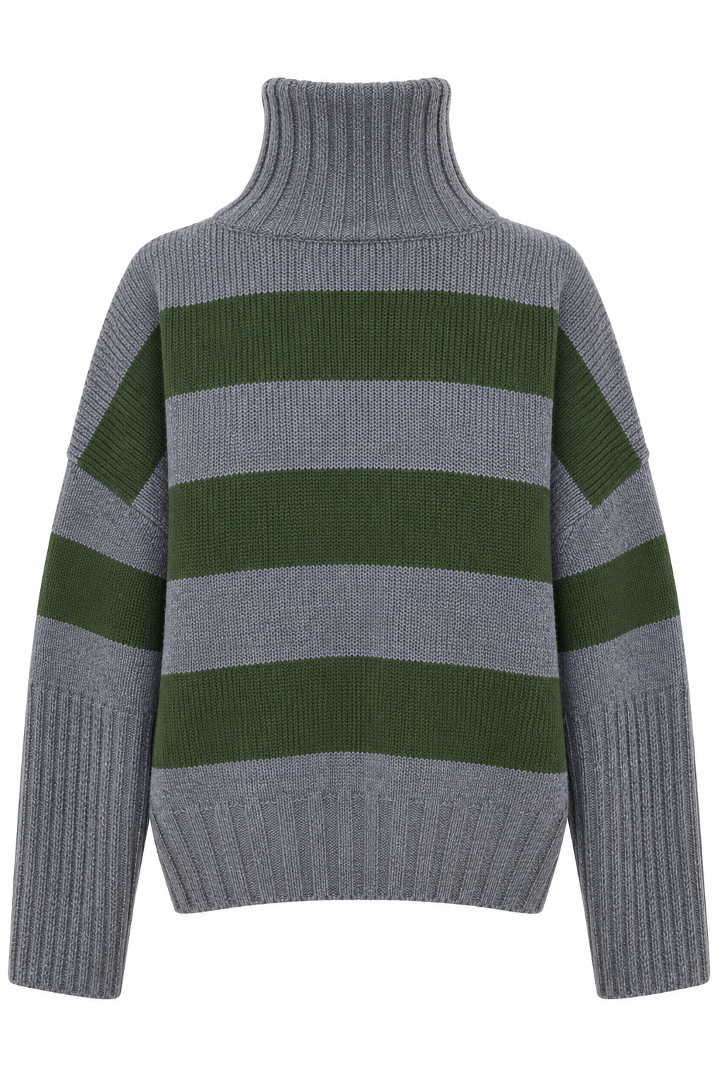 BE YOU MAGLIONE GRIGIO RIGHE VERDI