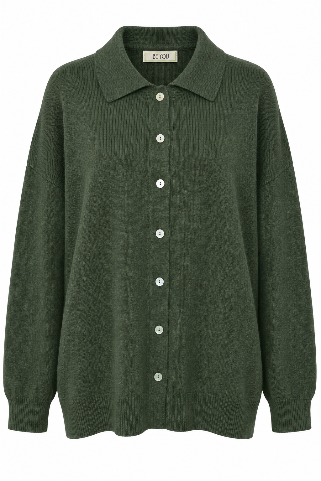 BE YOU CARDIGAN POLO LODEN GREEN
