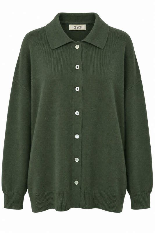 BE YOU CARDIGAN POLO LODEN GREEN