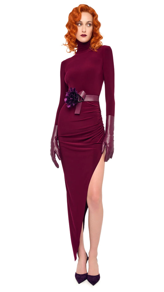 NORMA KAMALI ABITO ASIMMETRICO PLUM