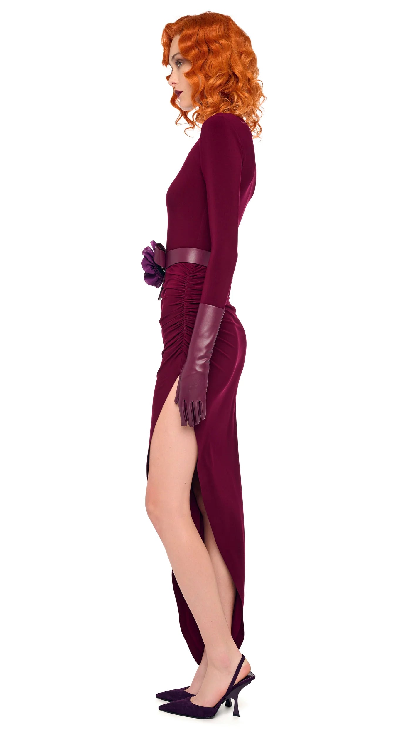 NORMA KAMALI ABITO ASIMMETRICO PLUM