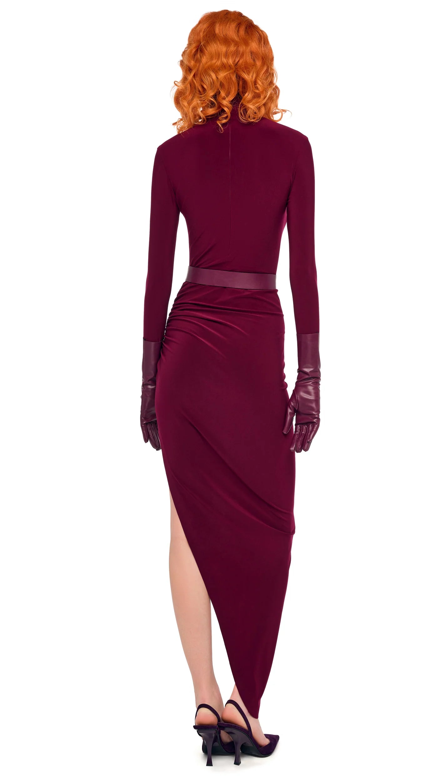 NORMA KAMALI ABITO ASIMMETRICO PLUM